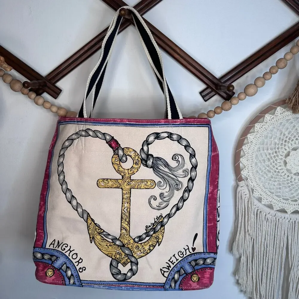 Brighton Seas the Day Sailor Anchor Large Canvas Tote